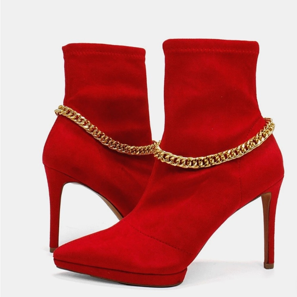 New Jessica Simpson Womens Bootie Valyn Faux Suede Ankle Wicked Red Size 7